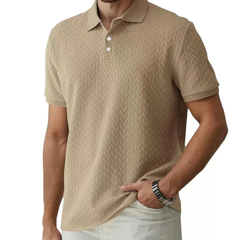 Men’s Textured Polo Shirt Short Sleeve