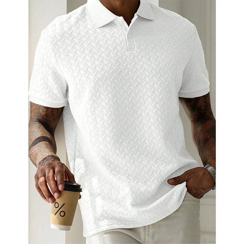 Men’s Textured Polo Shirt Short Sleeve