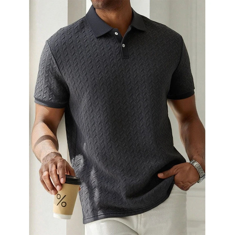 Men’s Textured Polo Shirt Short Sleeve