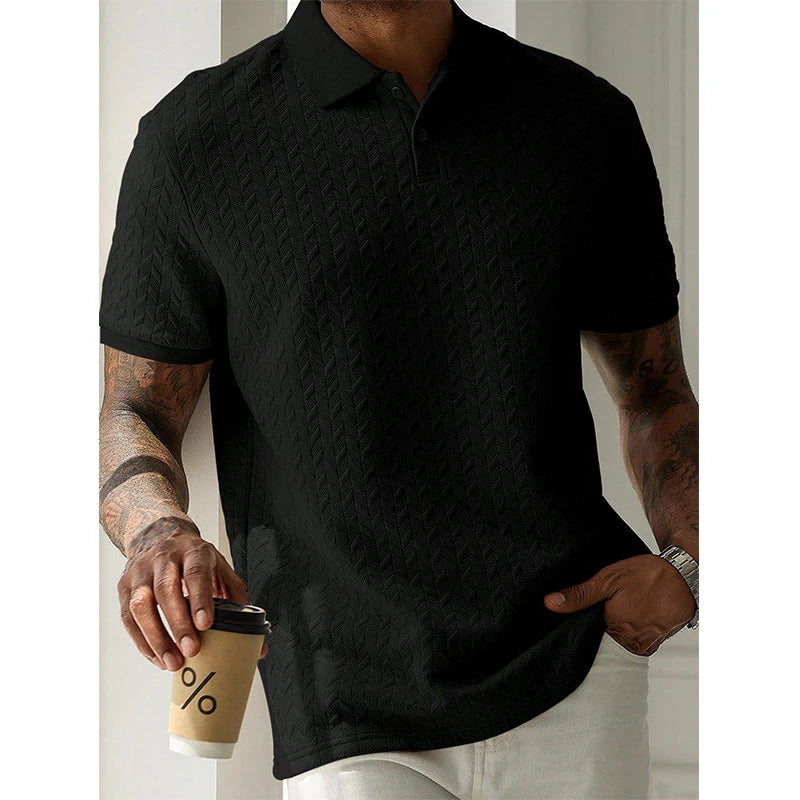 Men’s Textured Polo Shirt Short Sleeve