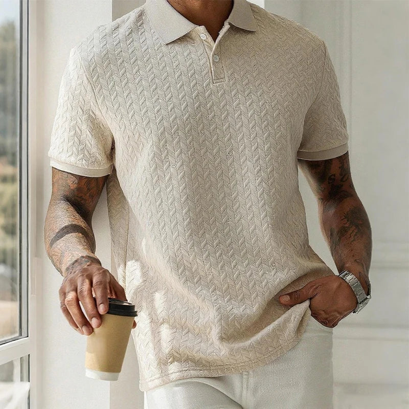 Men’s Textured Polo Shirt Short Sleeve