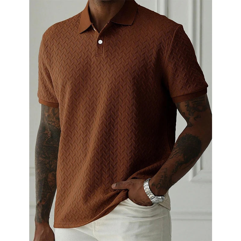Men’s Textured Polo Shirt Short Sleeve